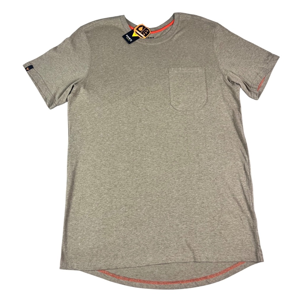 HAWX Mens Work Gear Short Sleeve Pocket T Shirt Brown Size Large UPF 30+ New